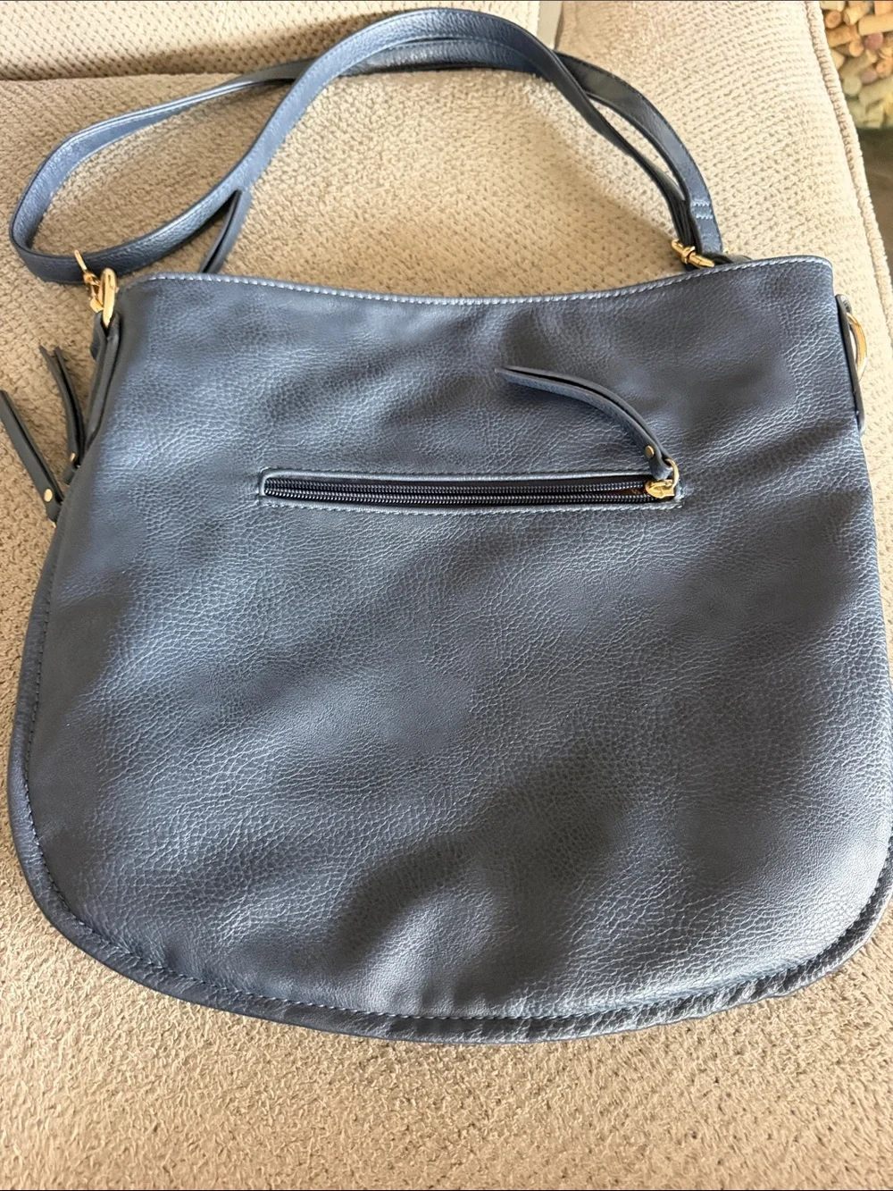 Wrangler Navy Shoulder Tote with Gold Logo Accent